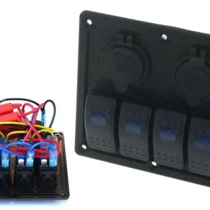 Przełącznik ON-OFFx5, 1xZ, 2xUSB 3.1A , 2xB 15A Niebieski Do wyczerpania zapasów