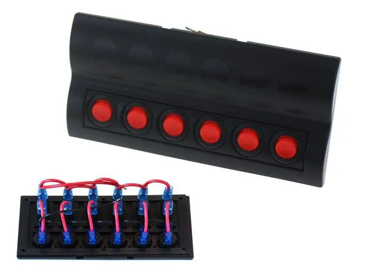 Przełączniki 12/24V IP68 ON-OFFx6, 6xB 3x5A 2x10A 1x15A, LED IP68 Zamów teraz
