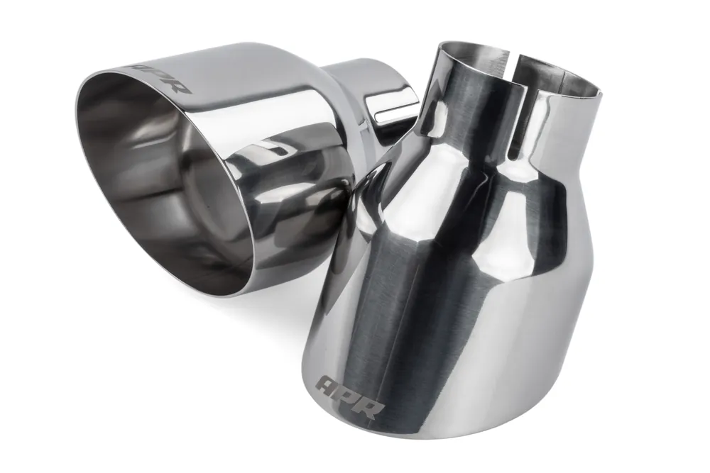 APR SINGLE-WALLED 4" SLASH-CUT TIPS (POLISHED SILVER) - SET OF 2 Wysoka jakość