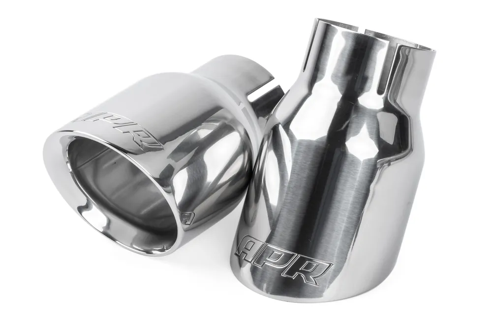 APR DOUBLE-WALLED 3.5" SLASH-CUT TIPS (POLISHED SILVER) - SET OF 2 Tani