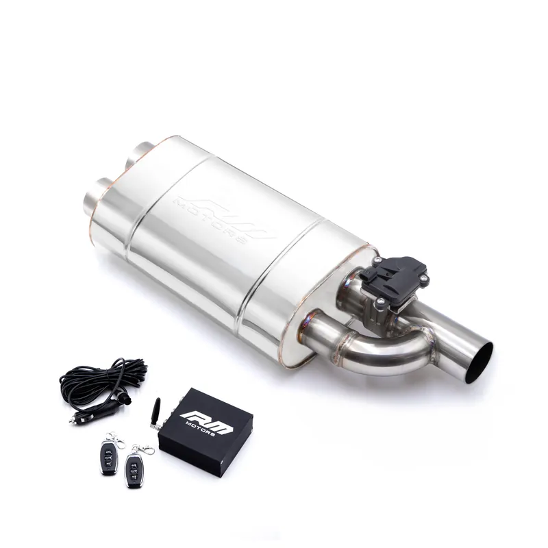 Aktywny tłumik z przepustnicą EV03 dł. 350 mm wejście 76 mm / 3 cale elektryczny lewy RM Motors Do wyczerpania zapasów