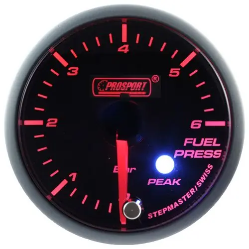 Wysoka jakość Wskaźnik Prosport ciśnienie paliwa Stepper Motor Peak 52mm Amber