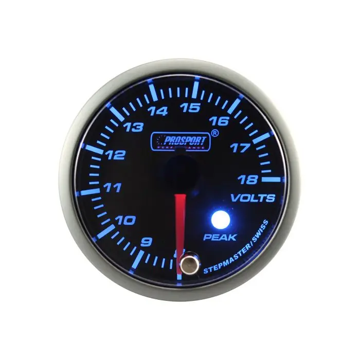 Wskaźnik Prosport Napięcie Stepper Motor Peak 52mm Blue Popularny