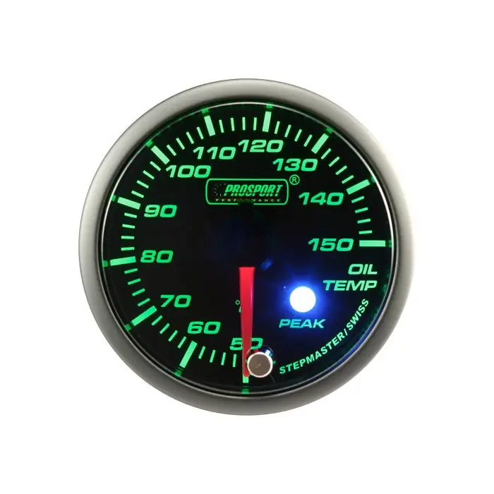 Dostępne od ręki Wskaźnik Prosport temperatura oleju Stepper Motor Peak 52mm Green