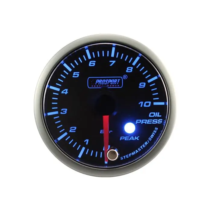 Nowy Wskaźnik Prosport ciśnienie oleju Stepper Motor Peak 52mm Blue