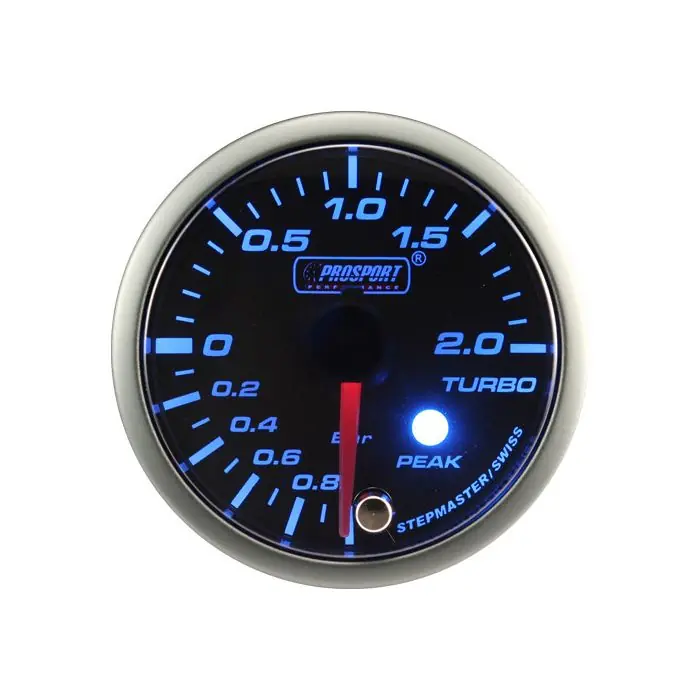 Łatwy zwrot Wskaźnik Prosport Boost Turbo Stepper Motor Peak 52mm Blue