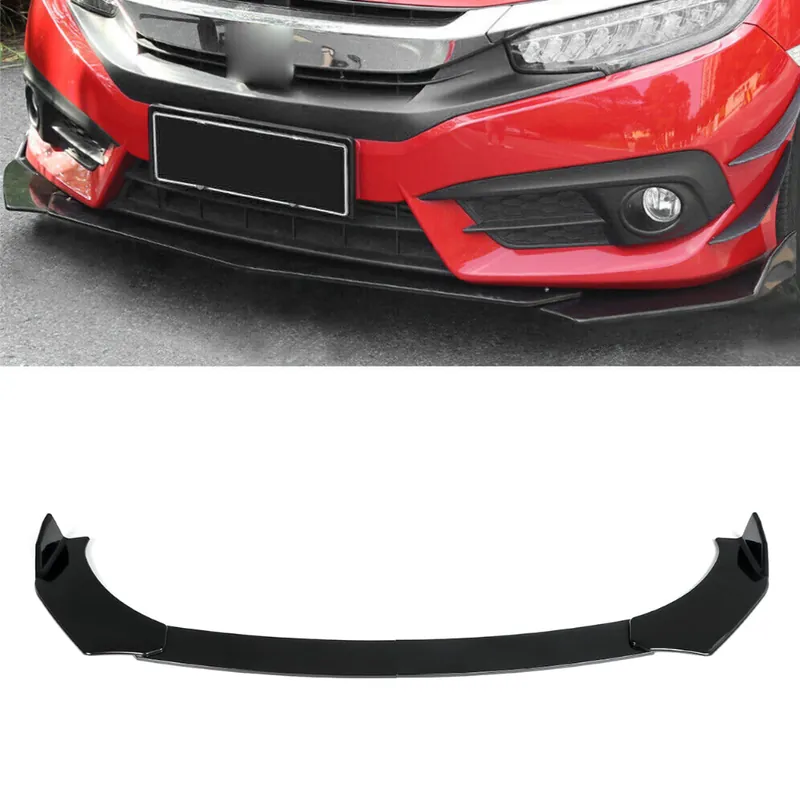 Szybka dostawa Uniwersalny splitter dokładka Honda Czarny Połysk V19