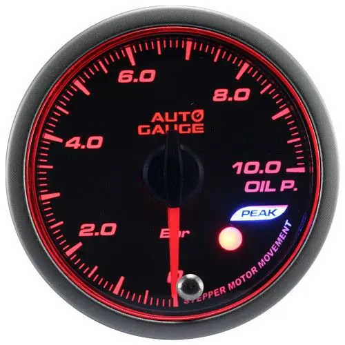 Wskaźnik New Auto Gauge ciśnienie oleju seria Stepper Motor Peak 52mm bursztynowy Oferta