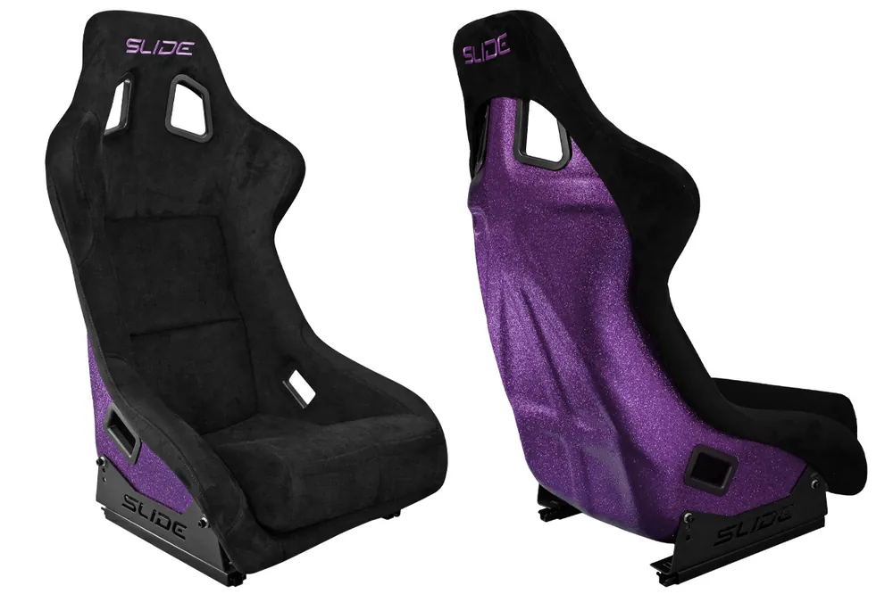 Hit sprzedaży Fotel sportowy SLIDE KS2 Premium Black Welur Purple Glitter