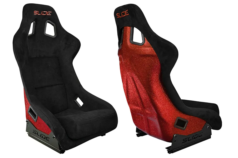 Ograniczona ilość Fotel sportowy SLIDE KS2 Premium Black Welur Red Glitter