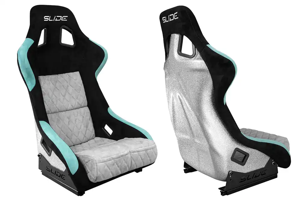 Fotel sportowy SLIDE KS2 Premium Black & Mint & Quilted Grey Welur Silver Glitter Wybór klientów