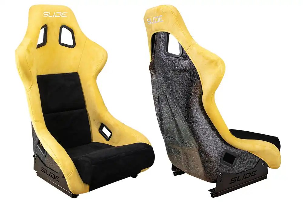 Fotel sportowy SLIDE KS2 Premium Black & Yellow Welur Black Glitter Bezpieczna płatność