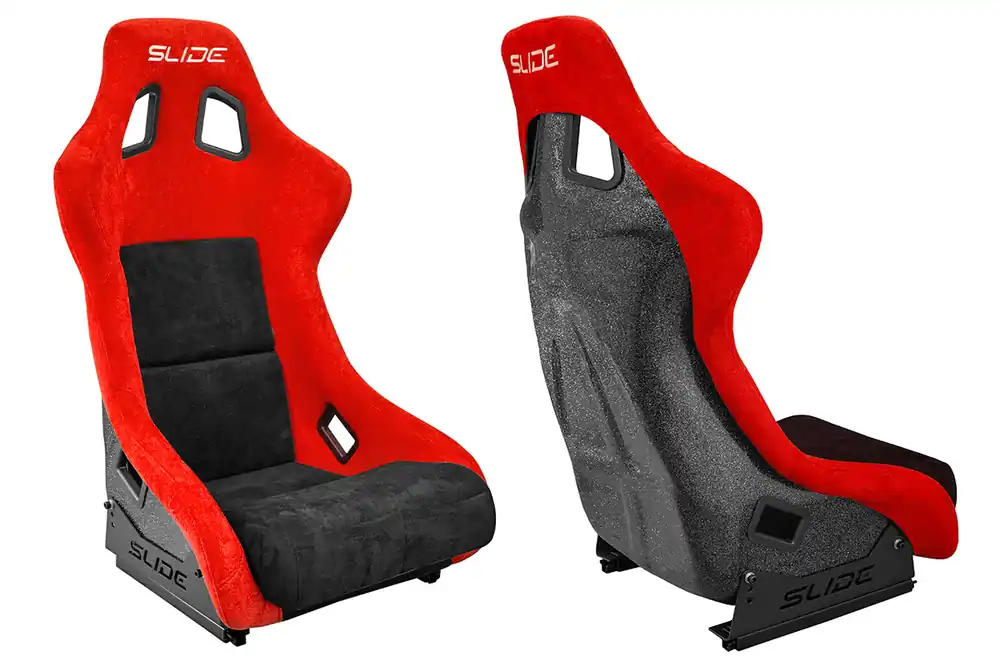 Fotel sportowy SLIDE KS2 Premium Black & Red Welur Black Glitter Premium