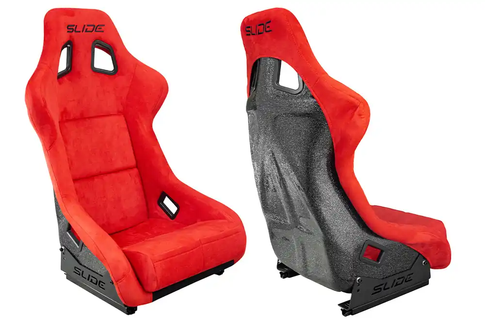 Fotel sportowy SLIDE KS2 Premium Red Welur Black Glitter Niska cena