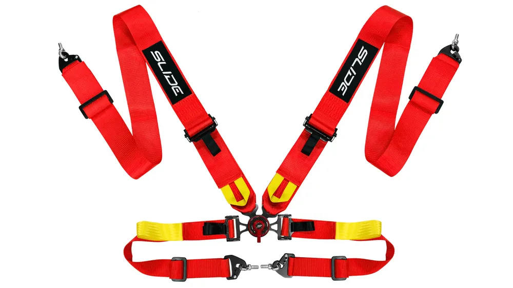 Pasy sportowe Slide V2 Quick Carbon Czerwone 4P 3" Premium