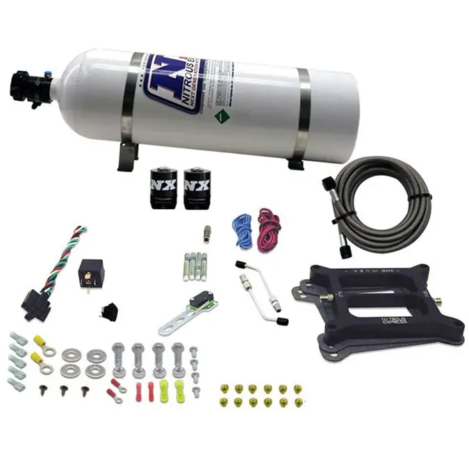 Łatwy zwrot 4150 Conventional Plate System Gasoline Stage 6 50-300Hp with 15Lb Bottle Nitrous Express NX 30040-15