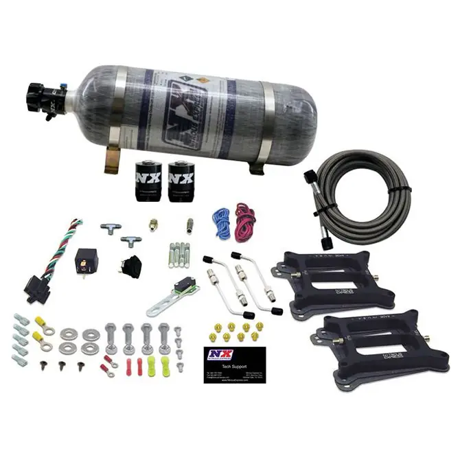 Bezpieczna płatność Dual 4150 Conventional Plate System Gasoline Stage 6 50-300Hp with 12Lb Carbon Bottle Nitrous Express NX 30240-12