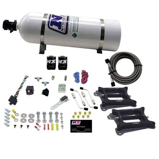 Dual 4150 Conventional Plate System Gasoline Stage 6 50-300Hp with 15Lb Bottle Nitrous Express NX 30240-15 Ograniczona ilość