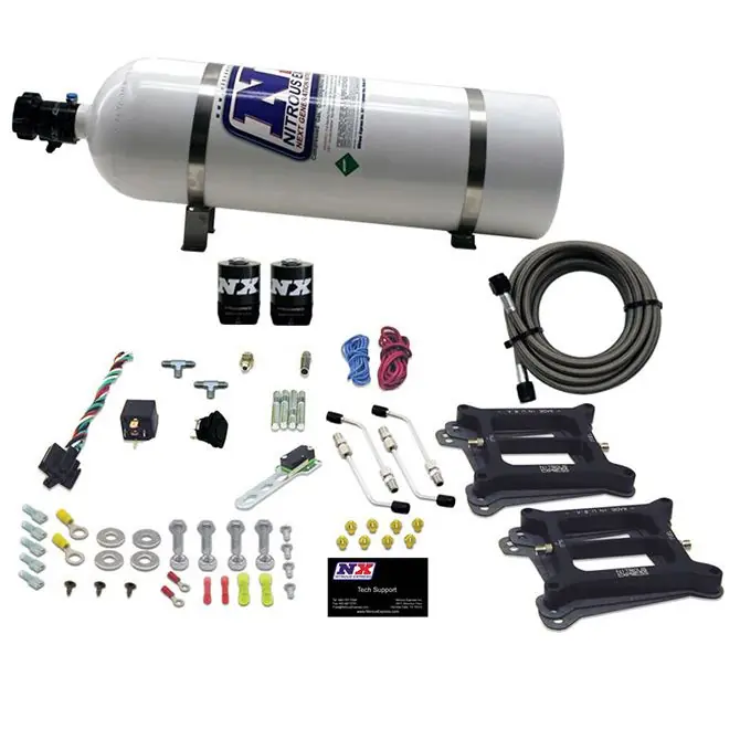 Nowy Dual 4150 Conventional Plate System Gasoline Pro-Power 100-500Hp with 15Lb Bottle Nitrous Express NX 50240-15