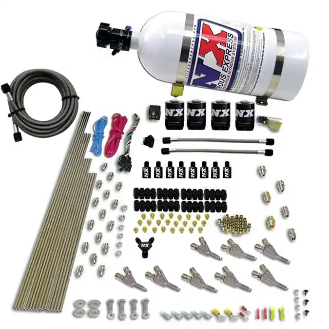 Kup teraz 8 Cylinder SSV Direct Port 4 Solenoids with 10Lb Bottle 200-500Hp Jetting Nitrous Express NX 80016-10