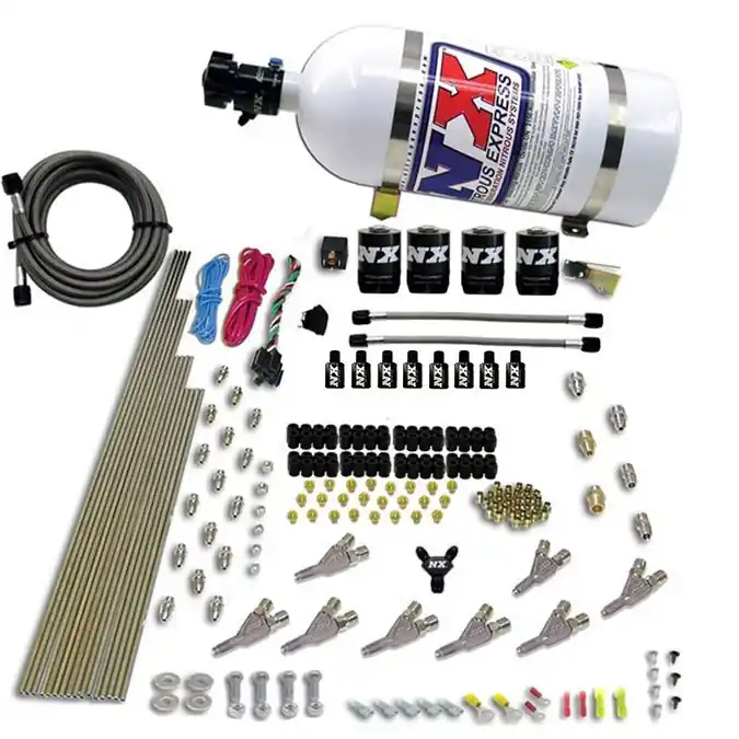 Zamów teraz 8 Cylinder S.T.D Annular Nozzle Direct Port 4 Solenoids Carburted Applications with 10Lb Bottle Nitrous Express NX 80018-10