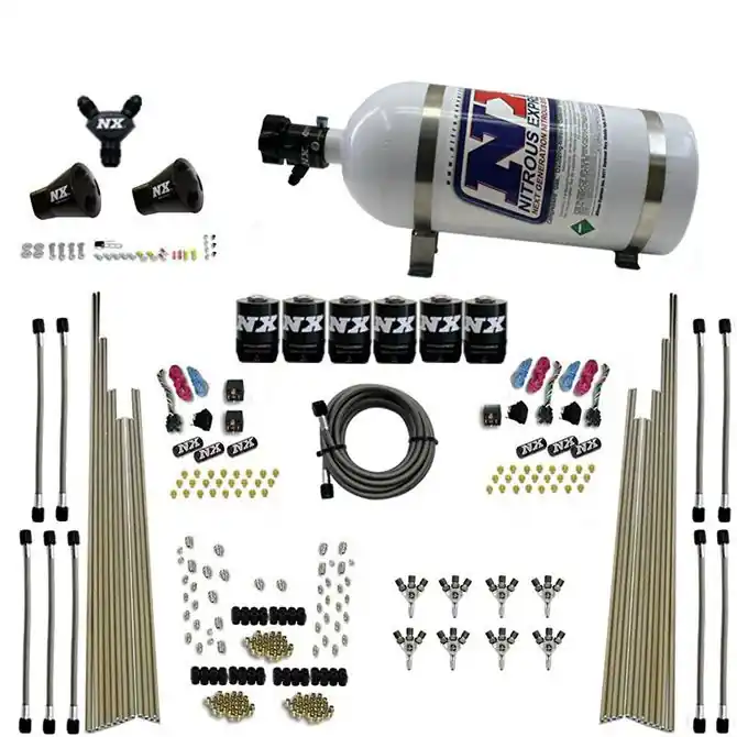 Nowy 8-Cyl Triple-D Dry Direct Port 3 Stage Dry 6 Solenoids 10LB Nitrous Express NX 80020-10
