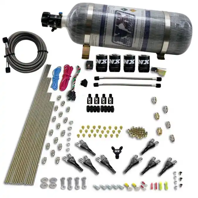 Sprawdź teraz 8-Cyl Shark Direct Port 4 Solenoids with Composite Bottle (200-500Hp Jetting) 12LB Nitrous Express NX 90006-12