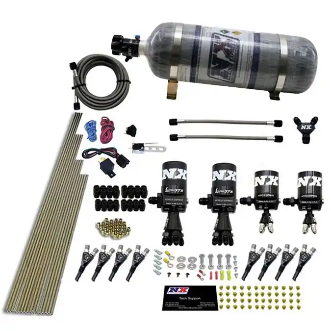 8 Cylinder Shark Direct Port Lightning 375 Solenoids 200-2100Hp Jets with 12Lb Carbon Bottle Nitrous Express NX 90506-12 Promocja