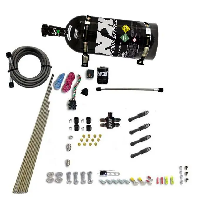 Zestaw Nitro Nitrous Express czarna butla NX 93046-10B Suchy bezpośredni 4 CYL Szybka wysyłka