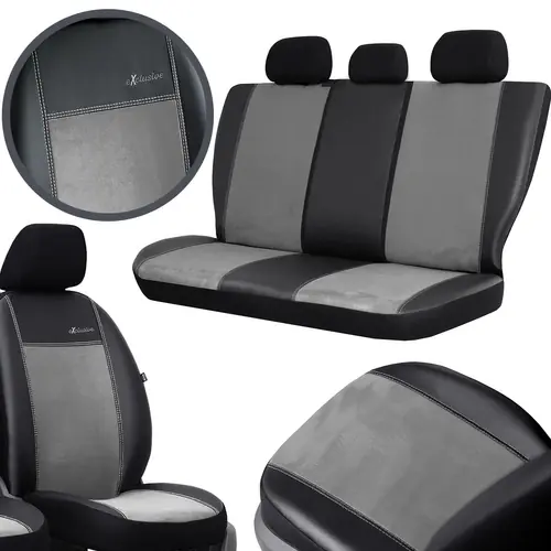 Oferta limitowana Pokrowce na fotele samochodowe Pok-Ter Alkantara Skóra Jasnoszare